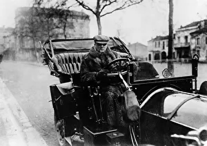 Dark Glasses Prints: Lord Northcliffe at the wheel of a 1908 135 hp Mercedes, (c1908?)