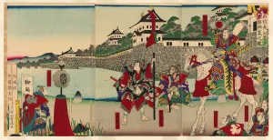 Feudal Prints: Lord Oda Nobunaga Viewing the Restoration of Kiyosu Castle (Oda Nobunaga ko Kiyosujo)