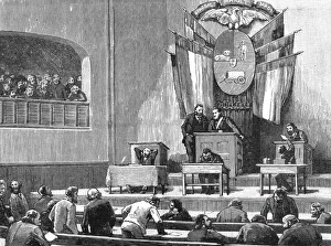 Lord Randolph Churchill in South Africa: The Interior of the House of Commons, Pretoria, 1891. Creator: Unknown