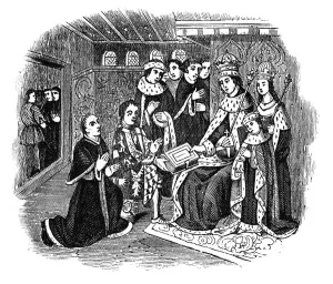 Rivers Prints: Lord Rivers and Caxton before Edward IV, 15th century, (1910)