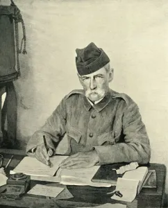 Diary Prints: Lord Roberts Writing in his Tent, c1900, (1901). Creator: Unknown