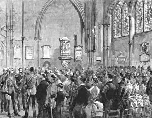 Lord Wolsely unveiling the memorial windows in Rochester Cathedral to General Gordon and the Offic Creator: Unknown