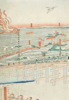 Wooden Bridge Prints: Lord Yoritomo Traveling to Kyoto in the First Year of Kenkyu Period (circa 1285) (image 3 of 3)