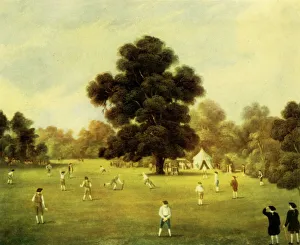 Cricketers Prints: Lords and Gentlemen of Surrey and Kent Playing Cricket at Knole Park, Kent, 1775, 1947