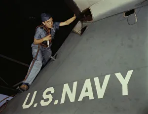 Aeronautics Gallery: Lorena Craig is a cowler under civil service at the Naval Air Base, Corpus Christi, Texas, 1942
