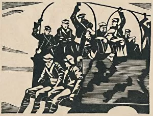 Holme Collection: Lorry-Jumpers, 1919. Artist: CRW Nevinson