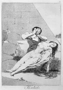 Los Caprichos, series of etchings by Francisco de Goya (1746-1828), plate 9: Tantalo