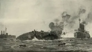 Battlecruiser Gallery: The Loss of the Aboukir, Hogue, and Cressy, (1919)