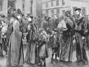 Bad News Prints: The Loss of H.M.S.'Serpent -- Sweethearts and Wives Inquiring for News of the Vessel at the Por Creator: Unknown