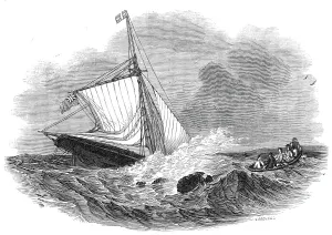 Ebenezer Gallery: Loss of the yacht 'Vectis', off Bognor, 1845. Creator: Ebenezer Landells