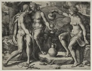 Lucas Van Leyden Dutch Prints: Lot and His Daughters, 1530. Creator: Lucas van Leyden (Dutch, 1494-1533)