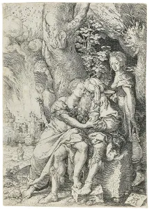 Sodom Prints: Lot and his Daughters, 1555. Creator: Aldegrever; Heinrich (1502-1560)