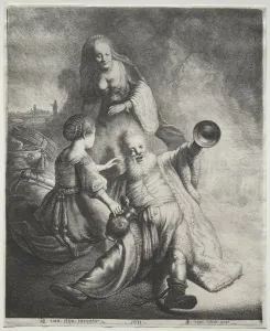 Lot and His Daughters, 1600s. Creator: Jan Georg van Vliet (Dutch, c. 1610-1635)