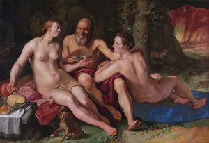 Lot and his Daughters, 1616. Artist: Goltzius, Hendrick (1558-1617) Lot and his Daughters, 1616. Artist: Goltzius, Hendrick (1558-1617)