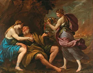 Sodom Prints: Lot and his Daughters, 1650s. Creator: Vaccaro, Andrea (1604-1670)