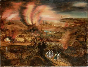 Sodom Prints: Lot and his daughters fleeing Sodom and Gomorrah