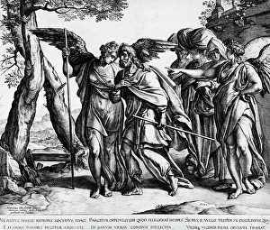 Henry Goltzius Prints: Lot and His Daughters Leaving Sodom, 1582. Creator: Hendrik Goltzius