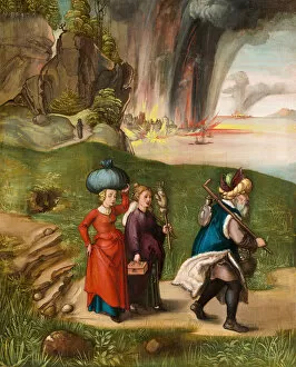 Fleeing Gallery: Lot and His Daughters [reverse], c. 1496/1499. Creator: Albrecht Durer