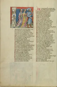 Lot's Wife Becomes a Pillar of Salt; Weltchronik, about 1400-1410. Creator: Unknown
