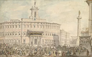 Lottery Collection: The Lottery in Piazza di Montecitorio, 1743-1744. Creator: Giovanni Paolo Panini