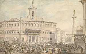 Paolo Panini Prints: The Lottery in Piazza di Montecitorio, 1743-1744. Creator: Giovanni Paolo Panini