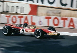 Lotus 49, Gold Leaf, driven by Graham Hill at the 1968 Monaco Grand Prix. Creator: Unknown