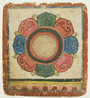 Tibetan Collection: Lotus from a Set of Initiation Cards (Tsakali), 14th / 15th century. Creator: Unknown