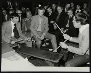 Drummer Prints: Louie Bellson and Buddy Rich at the International Drummers Association meeting