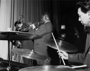 All Stars Gallery: Louis Armstrong and All Stars on stage on Day 2, Finsbury Park Astoria, London, 1962
