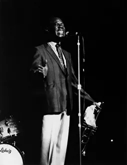 Satchmo Prints: Louis Armstrong on stage, Hammersmith Odeon, London, 1968. Creator: Brian Foskett
