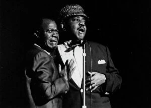 On Stage Gallery: Louis Armstrong and Tyree Glenn, Hammersmith Odeon, London, 1968. Creator: Brian Foskett
