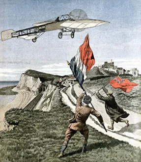 Louis Bleriot (1872-1936), French aviator, flying over the cliffs at Dover, 1909 Louis Bleriot (1872-1936), French aviator, flying over the cliffs at Dover, 1909