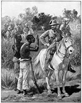 Afrikaner Collection: Louis Botha receiving intelligence from a native spy, 2nd Boer War, c1900