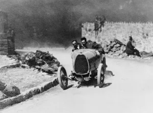 Hill Climb Prints: Louis Chiron driving a Bugatti at the Castellane Hill Climb, Provence, France, 1925