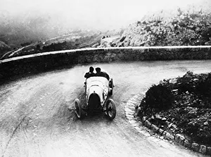 Bugatti Prints: Louis Chiron driving a Bugatti at a hill climb, 1923