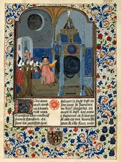 Louis de Gruuthuse before an astronomical clock (From: Horloge de Sapience by Henri Suso), ca