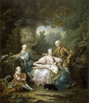 Louis II du Bouchet de Sourches with his Family. Artist: Drouais, Francois-Hubert (1727-1775) Louis II du Bouchet de Sourches with his Family. Artist: Drouais, Francois-Hubert (1727-1775)