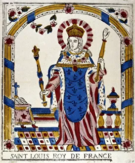 Saint Louis Prints: Louis IX, King of France, in his coronation robes, 1226 (19th century)