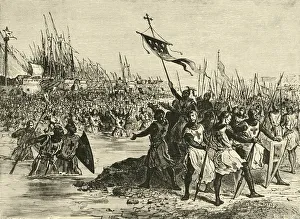 Nile Prints: Louis IX. Landing In Egypt, (1249), 1890. Creator: Unknown
