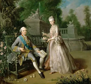 Charpentier Prints: Louis Jean Marie de Bourbon (1725-1793) with his daughter Louise Marie Adelaide de Bourbon (1753-182)