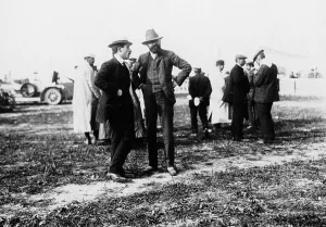 Haute Normandie Prints: Louis Renault (to the left) and Edouard Michelin at the French Grand Prix, Dieppe, 1908