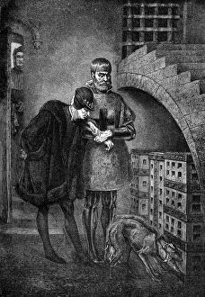 Betrayal Collection: Louis XI of France visiting Cardinal Balue in his iron cage, 1469-1480 (1882-1884). Artist: Tamisier