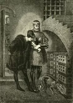Dark Gallery: Louis XI Visiting Cardinal Balue in the Iron Cage, (1469-1481), 1890. Creator: Unknown