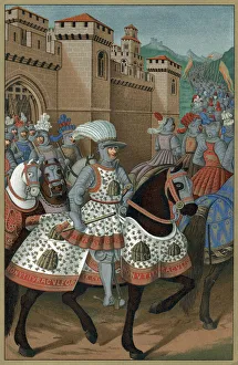 Louis XII, King of France, riding out with his army to chastise the city of Genoa, 24 April 1507