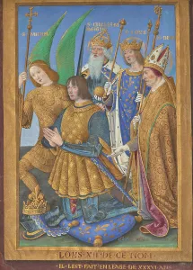 Charlemagne Prints: Louis XII Kneeling in Prayer Accompanied by Saint Michael