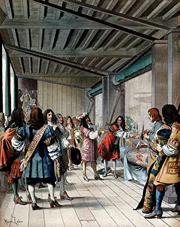 Louis XIV of France visiting the Gobelins tapestry works, 17th century (late 19th century) Louis XIV of France visiting the Gobelins tapestry works, 17th century (late 19th century)