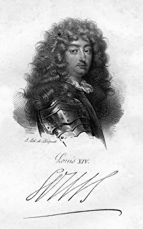 Louis XIV, King of France, (19th century). Although Louis (1638-1715) inherited the French crown in 1643, he did not actually take the reigns of power until the death of his Chief Minister, Cardinal Mazarin, in 1661. Known as the Sun King, Louis was the epitome of the absolute monarch. He was on the throne for 72 years, longer than any other major European ruler. His reign saw a flowering of the arts and architecture in France, as well as a growth of French economic and military power Louis XIV, King of France, (19th century).Artist: King Louis XIV of France