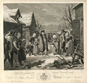 Absolutism Gallery: Louis XVI Distributing Alms to the Poor Peasants in the Winter of 1788, c. 1817. Creator: Adam