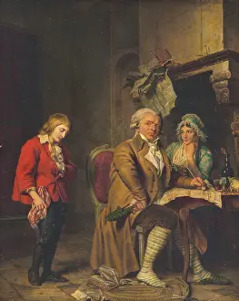 Louis XVII (1785-1795) and the Simon couple in the Temple prison. Creator: Boilly, Julien Leopold (Jules) (1796-1874)