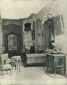 Rosewood Prints: Louis XVs bedchamber, carried out by Maison Soubrier, (1903). Creator: Unknown